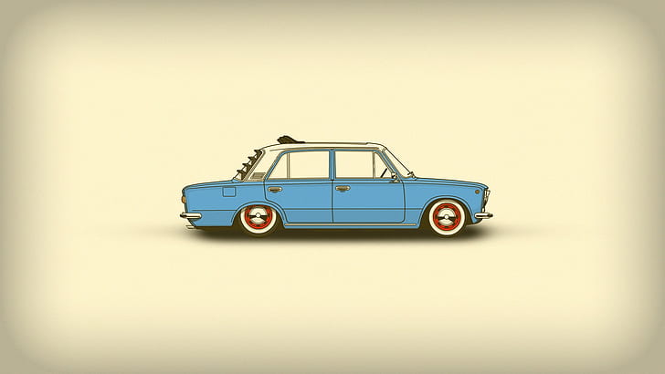 minimalismo, auto, macchine blu, Sfondo HD
