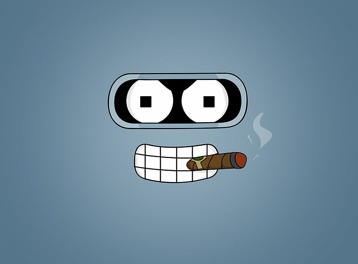 Futurama Bender Cigar, mänskligt ansikte som röker illustration, tecknade serier, Futurama, Bender, Cigar, HD tapet