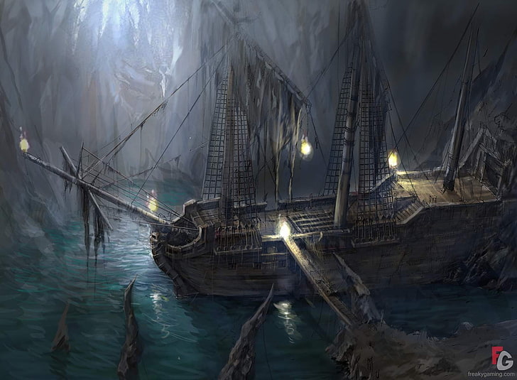 море, старый корабль, фэнтези-арт, пираты, Uncharted 4: конец вора, HD обои