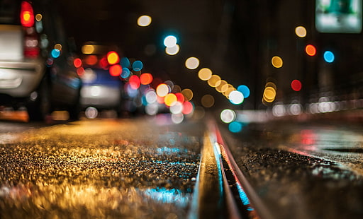 Verkehr, Straße, Auto, Fahrzeug, Nacht, Lichter, Bokeh, HD-Hintergrundbild HD wallpaper