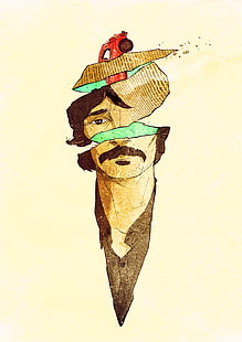 мъж с мустаци карикатура тапет, behzat ç, HD тапет HD wallpaper