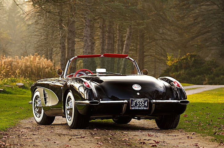 (c1), 1960, black, car, cars, chevy, classic, corvette, HD wallpaper