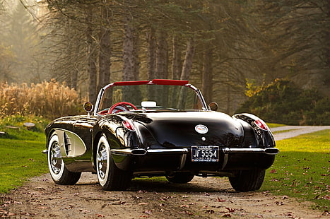 (c1), 1960, noir, voiture, voitures, chevy, classique, corvette, Fond d'écran HD HD wallpaper
