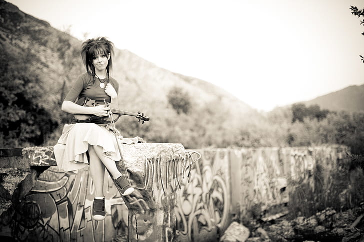 violin, beauty, Lindsey Stirling, HD wallpaper