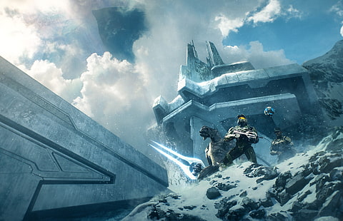 Halo 3, Master Chief, Halo: Коллекция Master Chief, видеоигры, цифровое искусство, снег, Halo, HD обои HD wallpaper