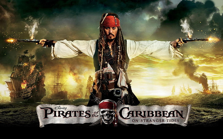 Affiche Pirates des Caraïbes Disney On Stranger Tides, Pirates des Caraïbes, Pirates des Caraïbes: On Stranger Tides, Jack Sparrow, Johnny Depp, films, Fond d'écran HD