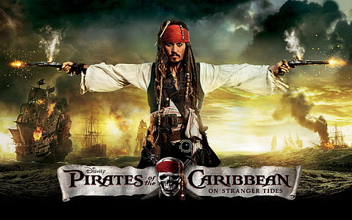 Disney Fluch der Karibik auf fremdem Gezeitenplakat, Fluch der Karibik, Fluch der Karibik: Auf fremdem Gezeiten, Jack Sparrow, Johnny Depp, Filme, HD-Hintergrundbild HD wallpaper