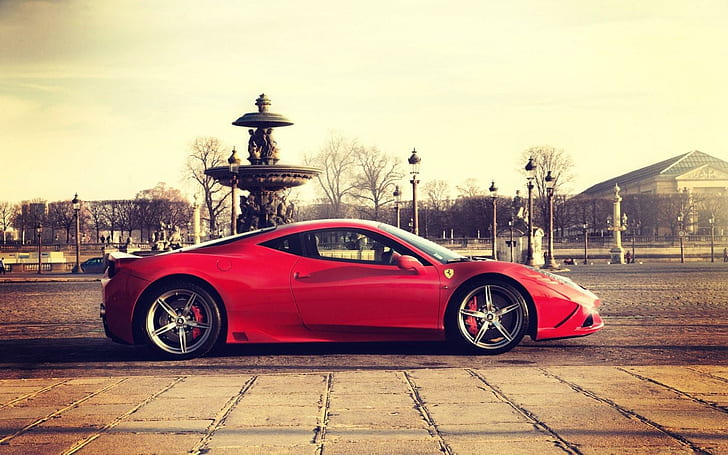 Ferrari 458 Speciale Car City, red ferrari sports coupe, ferrari, speciale, city, HD wallpaper