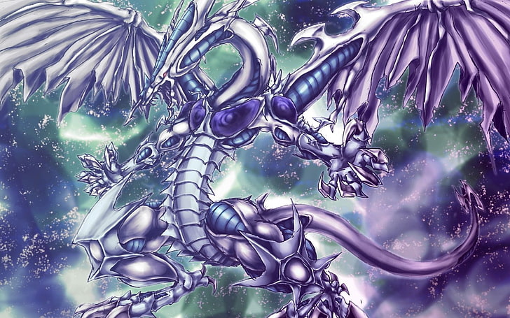 ilustração de dragão roxo, anime, yugioh, HD papel de parede