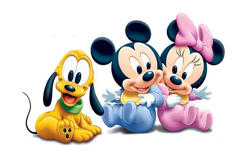 Mickey Mouse Pluto And Minnie Mouse As Babies Disney Hd Wallpaper, HD wallpaper HD wallpaper