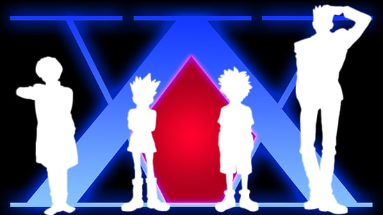 Anime ، Hunter x Hunter ، أسود ، Gon css ، Killua Zoldyck ، Kurapika (Hunter × Hunter) ، Leorio Paradinight ، أحمر، خلفية HD HD wallpaper