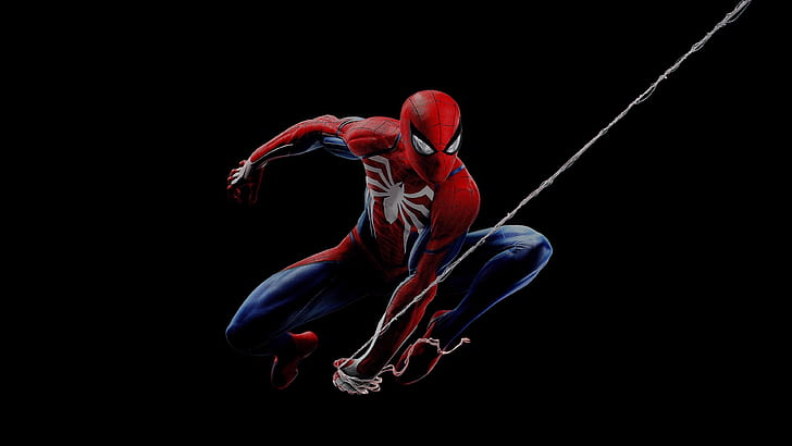 Dark background, PlayStation 4, PS4, 4K, Marvel Comics, Spider-Man, HD wallpaper