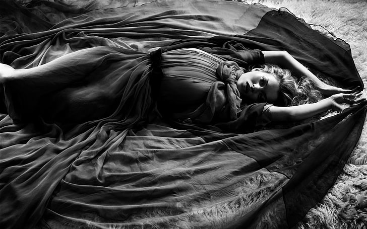 Kate Moss, modelka, monochromatyczna, Nipples Through Clothing, damska, Tapety HD