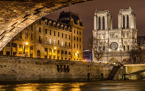 Vue de face de Notre Dame de Paris, Notre Dame, Paris, Fond d'écran HD HD wallpaper