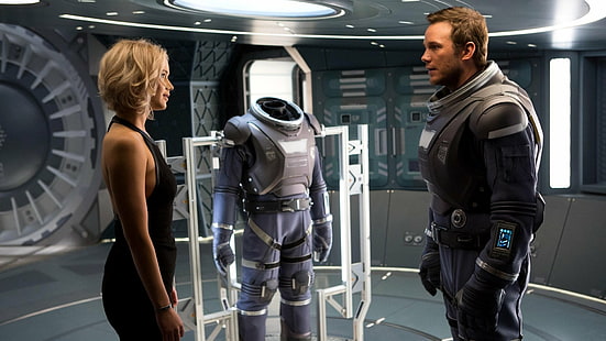 Película, Pasajeros, Chris Pratt, Jennifer Lawrence, Fondo de pantalla HD HD wallpaper