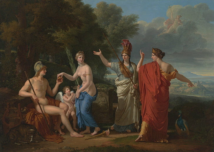 greek mythology classic art judgment of paris painting putti, HD wallpaper