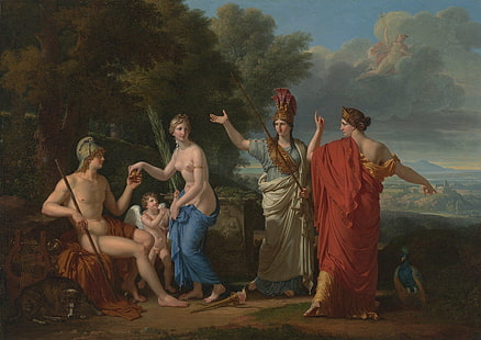 greek mythology classic art judgment of paris painting putti, HD wallpaper HD wallpaper