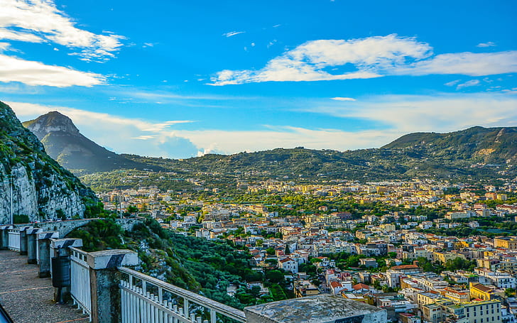 amalfi, italien bakgrunder, berg, arkitektur, Ladda ner 3840x2400 Amalfi, HD tapet