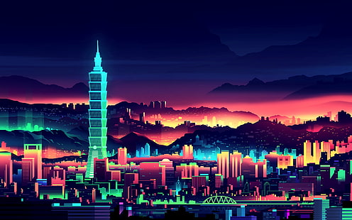 Minimale Taipei-Skyline, HD-Hintergrundbild HD wallpaper