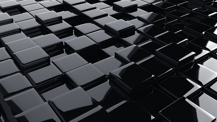 3D Abstract, abstract, 3D, square, black, cube, HD wallpaper