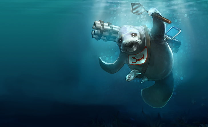 Seal Underwater Painting, wallpaper de vaca marina, Artístico, Fantasía, Submarino, Pintura, Seal, Fondo de pantalla HD