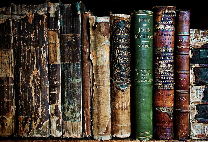 assorted-color books, pile of assorted-title books, books, old, macro, HD wallpaper