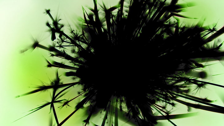 black microorganism, green, black, form, plant, HD wallpaper