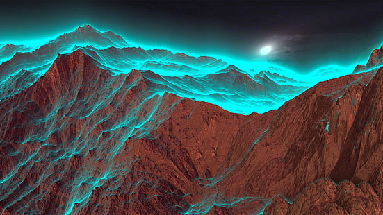 braune Bergtapete, Grafik, digitale Kunst, Berge, Schnee, Wind, Landschaft, HD-Hintergrundbild HD wallpaper