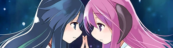 podwójne monitory, dziewczyny z anime, Tapety HD