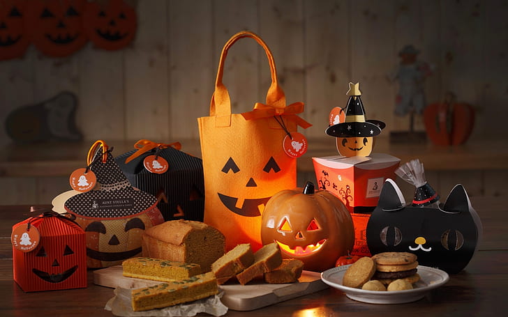Halloween-Mahlzeit, Kürbislaterne, HD-Hintergrundbild