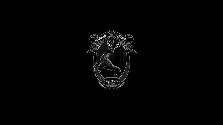 Лого на Black Stag, Игра на тронове, рогачи, House Baratheon, черен фон, HD тапет