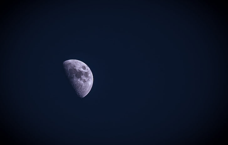 lua branca, lua, céu, espaço, noite, HD papel de parede