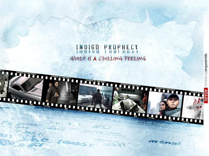 Film mit Indigo Prophecy Text Overlay, Indigo Prophecy, Fahrenheit, Quantentraum, Action-Adventure-Spiel, HD-Hintergrundbild