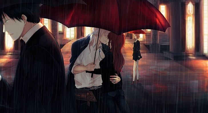 Anime, 1920x1080, pareja, beso, lluvia, Fondo de pantalla HD |  Wallpaperbetter
