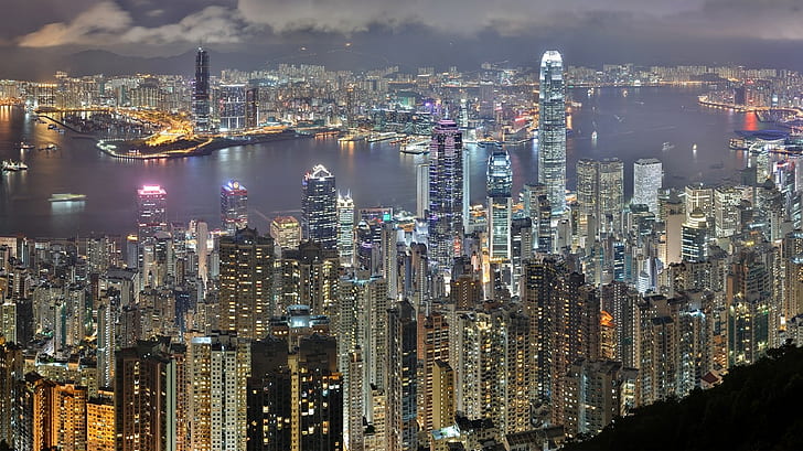 Хонконг, град, пейзаж, HD тапет