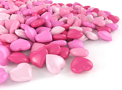 heart-shaped candy lot, heart, shape, pink, HD wallpaper HD wallpaper