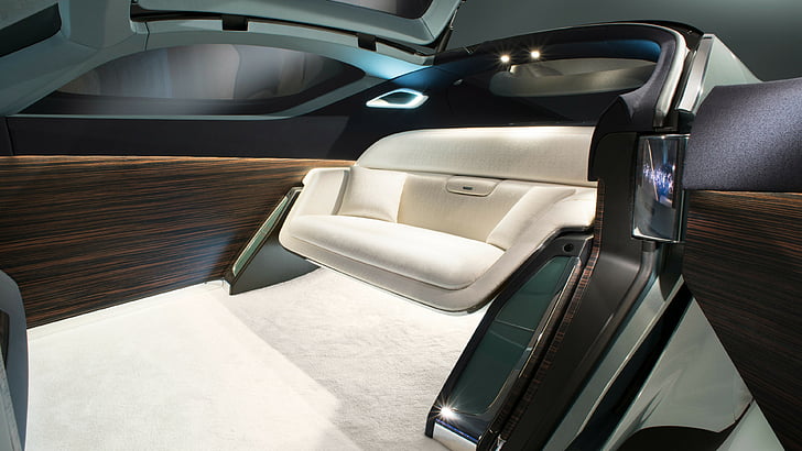 grey convertible car, Rolls-Royce Vision Next 100, future cars, futurism, interior, HD wallpaper