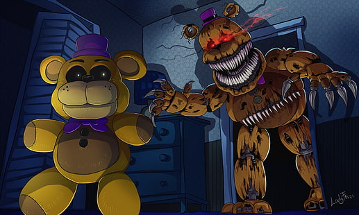 Five Nights at Freddy's, Five Nights at Freddy's 4, Nightmare Golden Freddy (Five Nights at Freddy's), HD wallpaper HD wallpaper