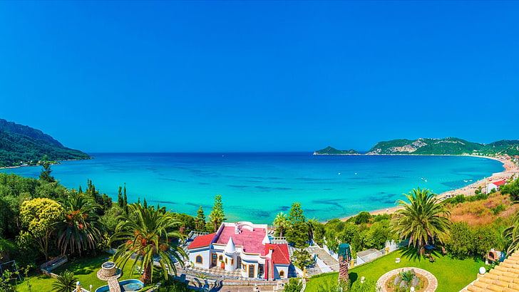 Morze Jońskie Grecja Wyspy Korfu Plaże Ultra HD Tapety Obrazy na komputery stacjonarne i telefony komórkowe 3840 × 2160, Tapety HD