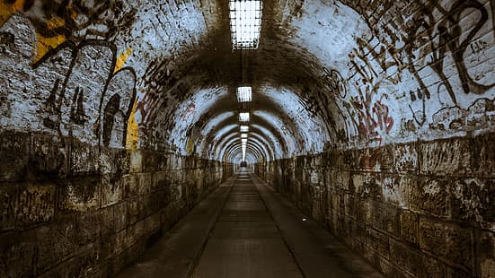тунел, подземен, градски разпад, HD тапет HD wallpaper