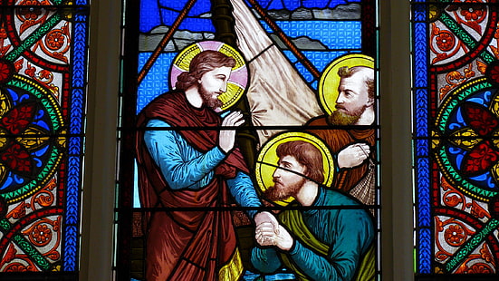 religious icon stain glass window, church, stained glass, window, HD wallpaper HD wallpaper