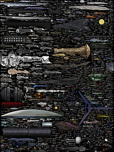 宇宙船のおもちゃのロット、サイエンスフィクション、インフォグラフィック、宇宙船、 HDデスクトップの壁紙 HD wallpaper