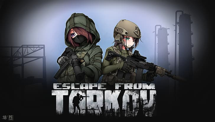 Escape from Tarkov, anime girls, AS Val, AK-101, usine, douanes, ArmedShipyard, Fond d'écran HD