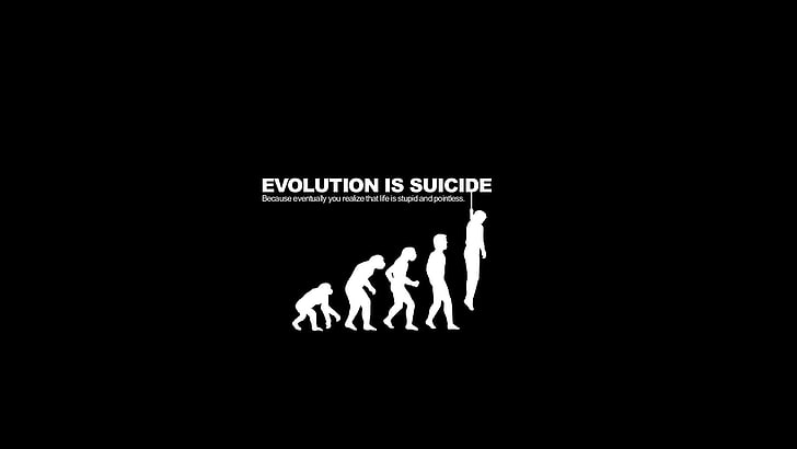 التطور هو شعار الانتحار ، التطور ، الانتحار ، محاكاة ساخرة، خلفية HD