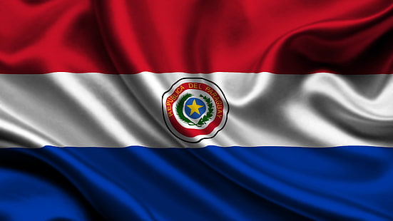 Република Парагвай флаг, Парагвай, сатен, флаг, символ, звезда, HD тапет HD wallpaper