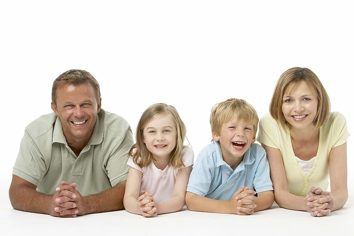 men's grey polo shirt, family, white background, smile, HD wallpaper