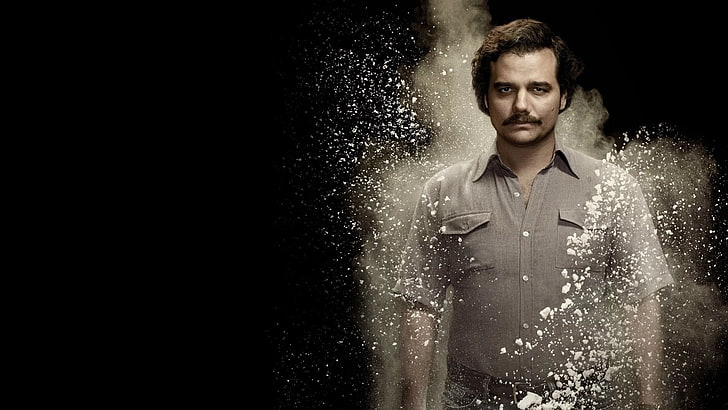 t-shirt grigia da uomo abbottonata, Narcos, Pablo Escobar, film, Sfondo HD