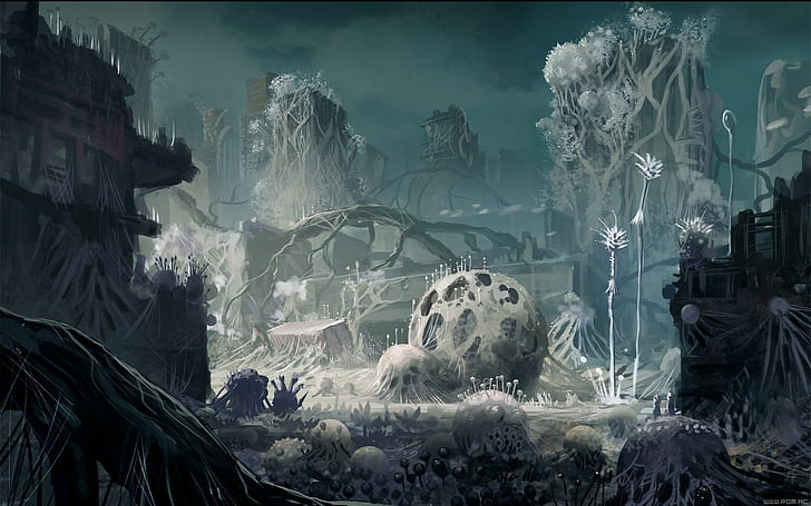 obra de arte destrucción apocalíptica ruinas ciudad nausicaa del valle del viento, Fondo de pantalla HD