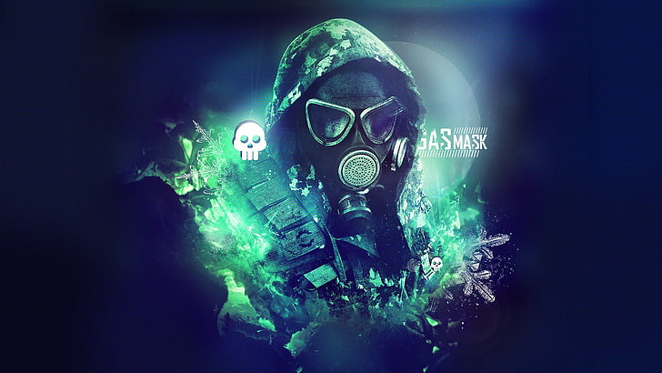 Gas Mask illustration, gas masks, digital art, skull, HD wallpaper