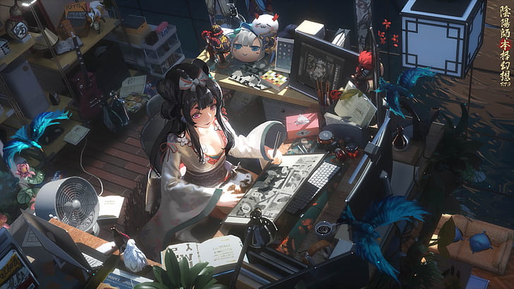 Anime, Original, Girl, Onmyoji, Room, HD wallpaper